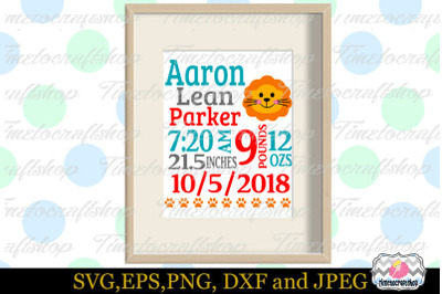 SVG, Dxf, Png &amp; Eps Baby Birth Announcement Template