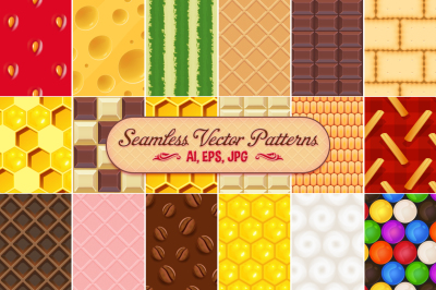 18 Food Seamless Vector Patterns