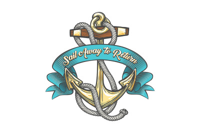 Anchor with Ropes and Ribbon Tattoo Illustration_pw