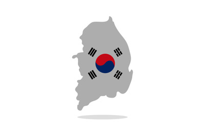 South Korea map with flag