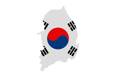 South Korea map with flag