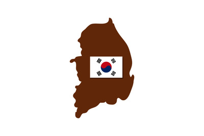 South Korea map with flag