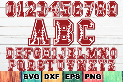 Baseball Letters SVG. Full A-Z Alphabet &amp; Numbers SVG Cut Files