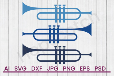 Music Trumpets - SVG File, DXF File