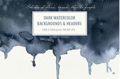 Dark Watercolor Backgrounds &amp; Headers