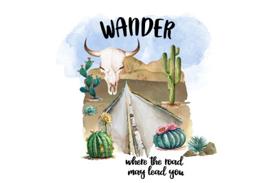 Wanderlust Watercolor Clipart