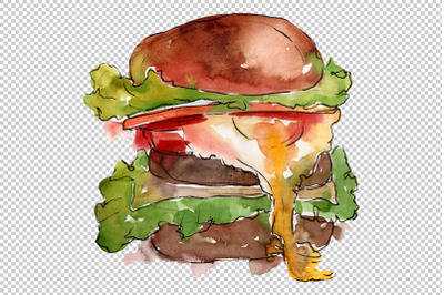 Hamburger for gentleman watercolor png