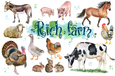 Rich Farm. Watercolor set