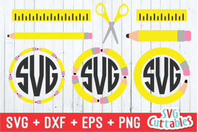 Pencil Bundle | Teacher Monogram Frames | SVG Cut File