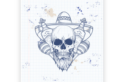 Mexican sketch skull