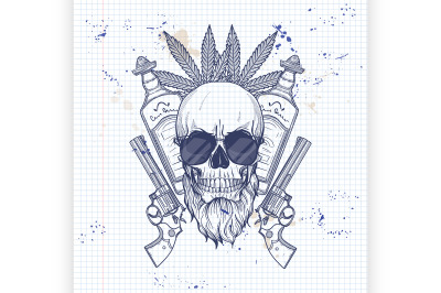 Mexican sketch skull