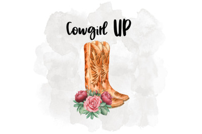 Cowgirl Up Watercolor illustration