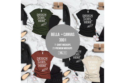 T-Shirt Mock-up, Bella Canvas T-Shirts/ 3001T T-Shirt Mockup/ Mega Bun