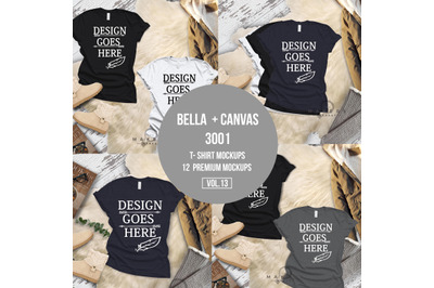 T-Shirt Mock-up, Bella Canvas T-Shirts/ 3001T T-Shirt Mockup/ Mega Bun