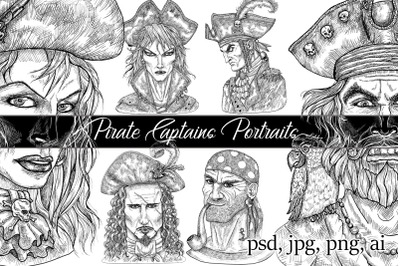 Portraits of pirate captains