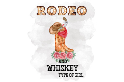 Rodeo And Whiskey Type Of Girl, Watercolor Clipart