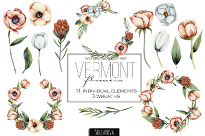 Vermont flowers. Elements + wreaths.