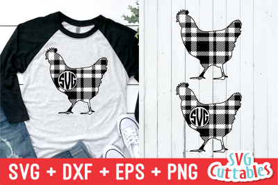 Plaid Chicken | Monogram Frame | SVG Cut File