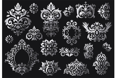 Vintage baroque ornament. Ornate floral sprigs pattern, luxury damask