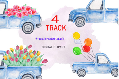 Watercolor Blue Track Clipart