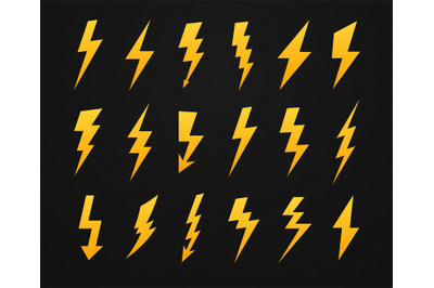 Yellow lightning silhouette. Electrical power high voltage&2C; thunderbol