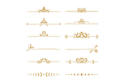 Elegant damask dividers. Vintage boutique flower divider, gold floral