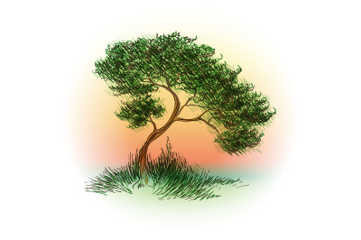 Tree Drawn in Sketch Style