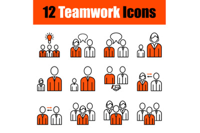 Set of 12 Teamwork Icons