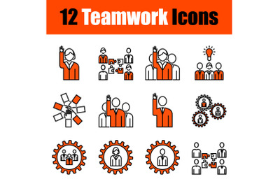 Set of 12 Teamwork Icons