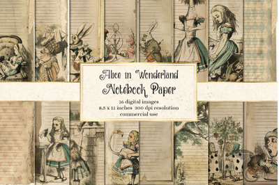 Alice in Wodnerland Notebook Paper