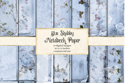 Blue Shabby Notebook Paper