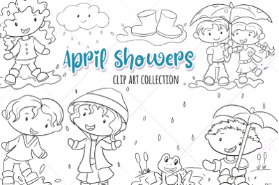 April Showers Digital Stamps