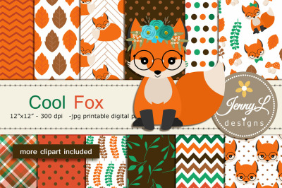 Fall Fox Digital Papers and Clipart