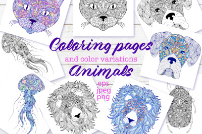 Animals. Coloring pages.