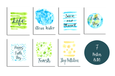 Watercolor Earth Day Clip Art and Posters