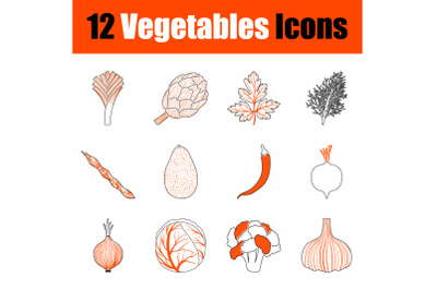 Set of 12 Vegetables Icons