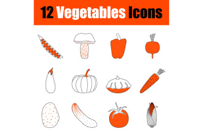 Set of 12 Vegetables Icons