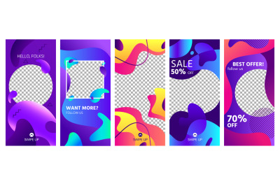 Fluid shapes stories template. Colorful abstract shape social media st