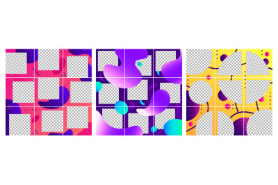 Fluid shapes post template. Colorful abstract trendy social media phot