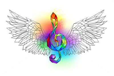 Rainbow Musical Key with Wings