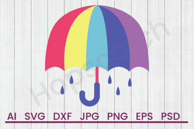 Rainbow Umbrella - SVG File, DXF File