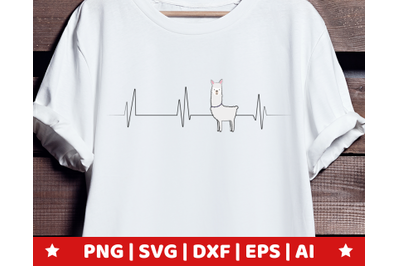 Llama heartbeat SVG - Llama clipart - Llama vector - Lama cricut
