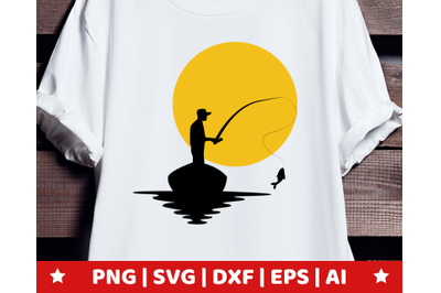 Fishing and moon SVG - Fishing clipart - Fishing vector - fisher svg