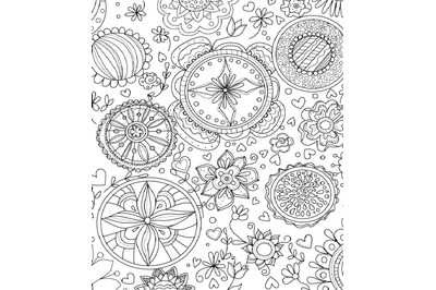 Digital coloring book page for adults, abstract design