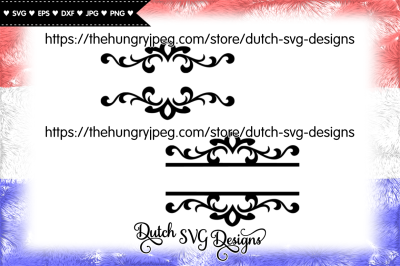 2 Swirly split monogram cut files, split monogram svg, split name