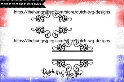 2 Swirly split monogram cut files, monogram svg, split monogram svg