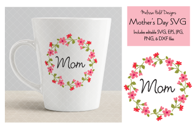 Mothers Day Graphic with Floral Wreath