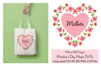 Mothers Day Graphic with Floral Heart Frame
