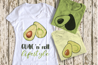 Guac N Roll Lifestlye Avocado Pun | SVG | PNG | DXF