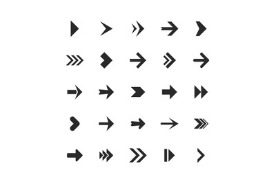 Arrows set. Arrow icons down direction up pointer sign next right left